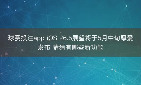 球赛投注app iOS 26.5展望将于5月中旬厚爱发布 猜猜有哪些新功能