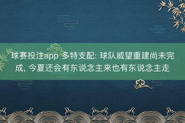 球赛投注app 多特支配: 球队威望重建尚未完成， 今夏还会有东说念主来也有东说念主走