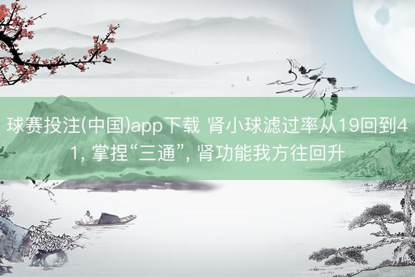 球赛投注(中国)app下载 肾小球滤过率从19回到41， 掌捏“三通”， 肾功能我方往回升