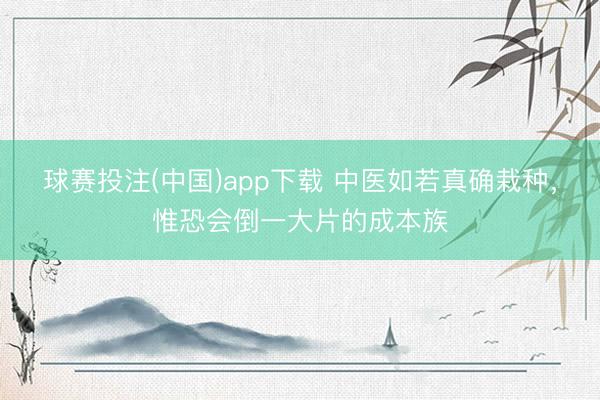 球赛投注(中国)app下载 中医如若真确栽种，惟恐会倒一大片的成本族