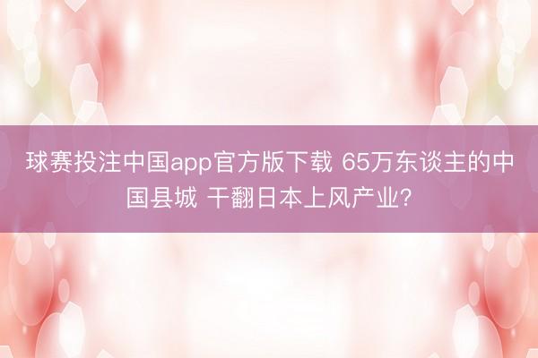 球赛投注中国app官方版下载 65万东谈主的中国县城 干翻日本上风产业？
