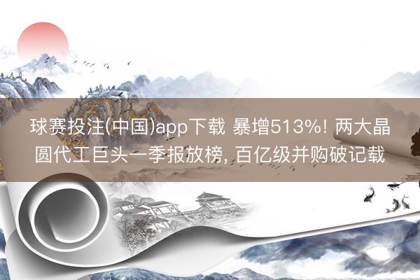 球赛投注(中国)app下载 暴增513%! 两大晶圆代工巨头一季报放榜， 百亿级并购破记载