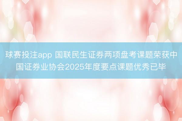 球赛投注app 国联民生证券两项盘考课题荣获中国证券业协会2025年度要点课题优秀已毕