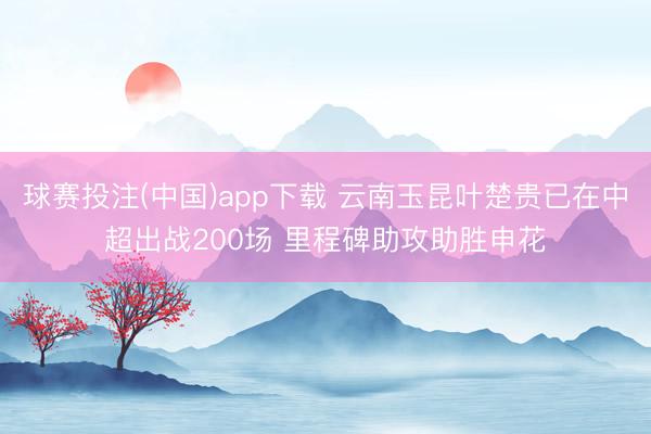 球赛投注(中国)app下载 云南玉昆叶楚贵已在中超出战200场 里程碑助攻助胜申花