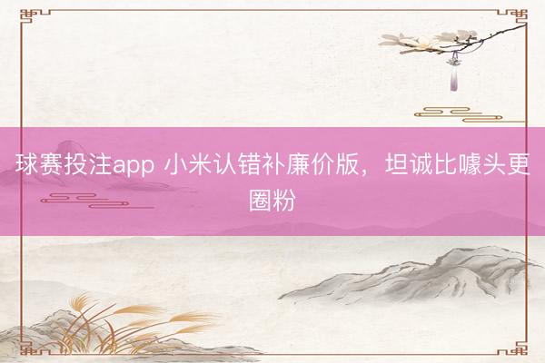 球赛投注app 小米认错补廉价版，坦诚比噱头更圈粉