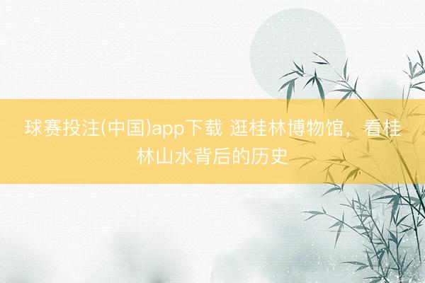 球赛投注(中国)app下载 逛桂林博物馆，看桂林山水背后的历史