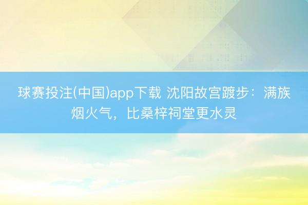球赛投注(中国)app下载 沈阳故宫踱步:满族烟火气,比桑梓祠堂更水灵