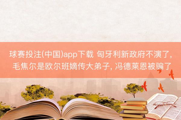 球赛投注(中国)app下载 匈牙利新政府不演了， 毛焦尔是欧尔班嫡传大弟子， 冯德莱恩被骗了