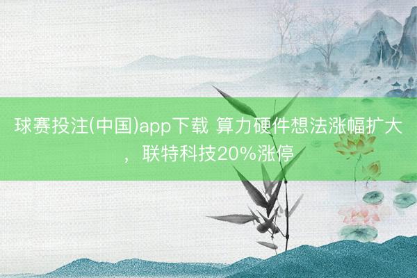 球赛投注(中国)app下载 算力硬件想法涨幅扩大，联特科技20%涨停