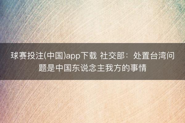 球赛投注(中国)app下载 社交部:处置台湾问题是中国东说念主我方的事情