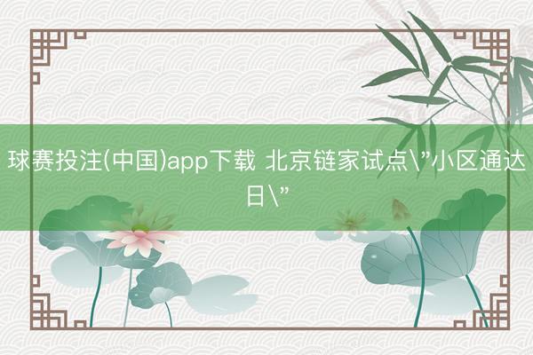 球赛投注(中国)app下载 北京链家试点