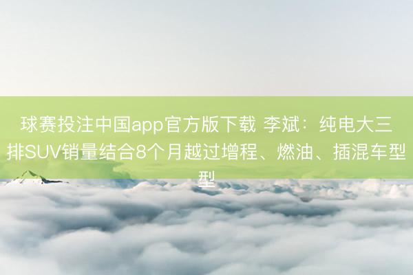 球赛投注中国app官方版下载 李斌：纯电大三排SUV销量结合8个月越过增程、燃油、插混车型
