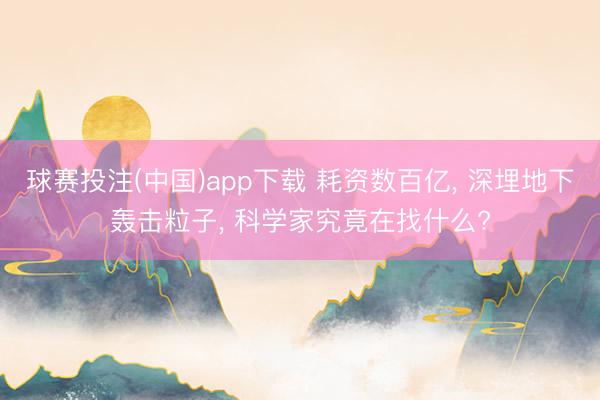 球赛投注(中国)app下载 耗资数百亿， 深埋地下轰击粒子， 科学家究竟在找什么?