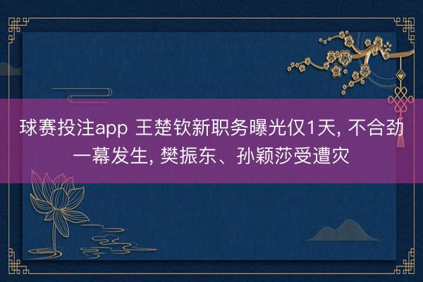 球赛投注app 王楚钦新职务曝光仅1天， 不合劲一幕发生， 樊振东、孙颖莎受遭灾
