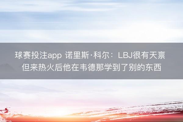 球赛投注app 诺里斯·科尔：LBJ很有天禀 但来热火后他在韦德那学到了别的东西