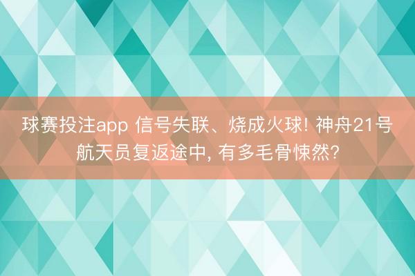 球赛投注app 信号失联、烧成火球! 神舟21号航天员复返途中, 有多毛骨悚然?