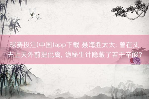 球赛投注(中国)app下载 聂海胜太太: 曾在丈夫上天外前提仳离， 诡秘生计隐蔽了若干辛酸?