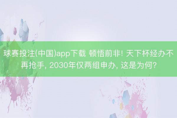 球赛投注(中国)app下载 顿悟前非! 天下杯经办不再抢手， 2030年仅两组申办， 这是为何?