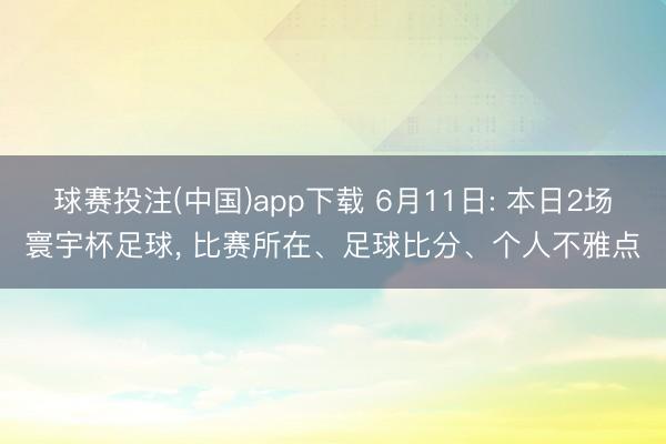 球赛投注(中国)app下载 6月11日: 本日2场寰宇杯足球， 比赛所在、足球比分、个人不雅点