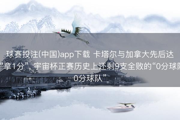 球赛投注(中国)app下载 卡塔尔与加拿大先后达成“拿1分”， 宇宙杯正赛历史上还剩9支全败的“0分球队”