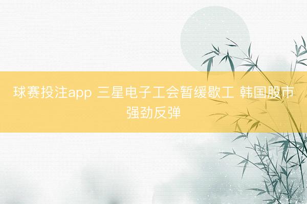 球赛投注app 三星电子工会暂缓歇工 韩国股市强劲反弹