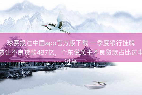 球赛投注中国app官方版下载 一季度银行挂牌转让不良贷款487亿，个东说念主不良贷款占比过半
