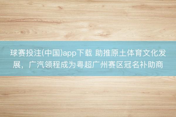 球赛投注(中国)app下载 助推原土体育文化发展,广汽领程成为粤超广州赛区冠名补助商